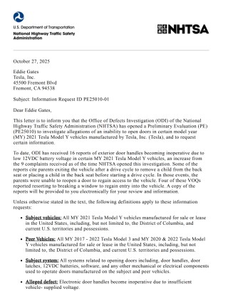 特斯拉门把手遭更多车主投诉 美监管机构扩大调查范围