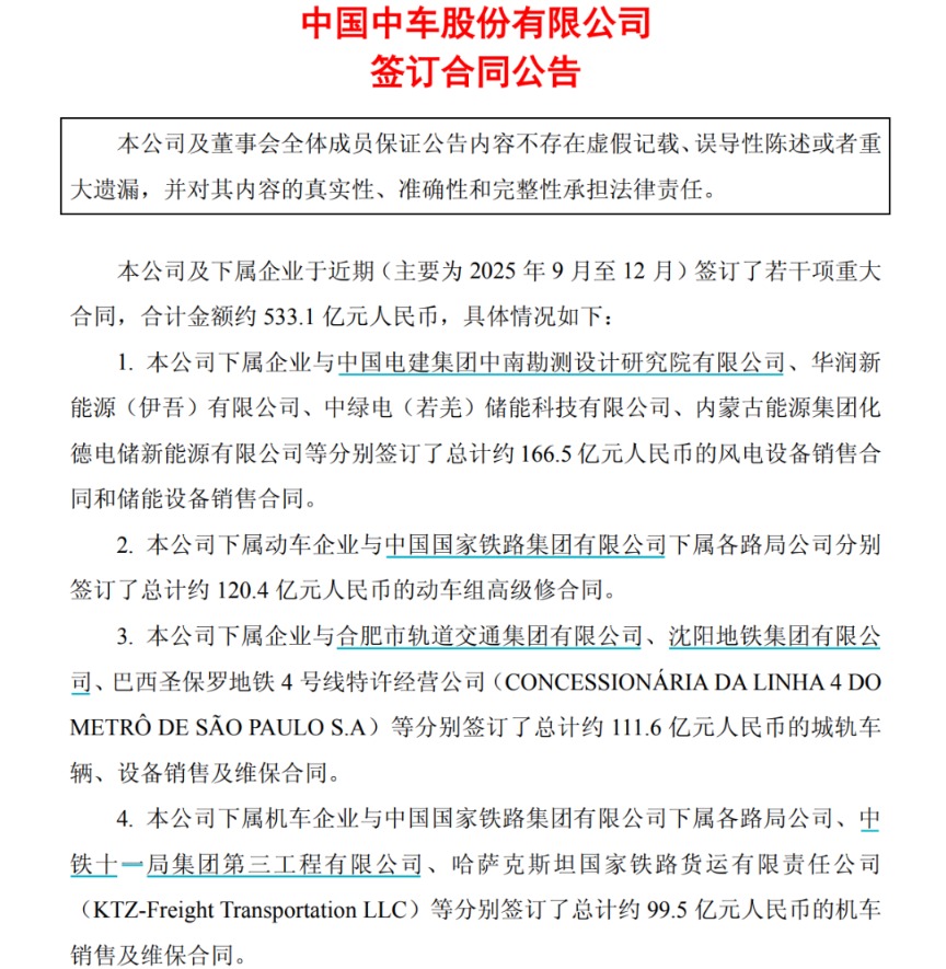 超500亿元!601766 再签大单 第1张 超500亿元!601766 再签大单 第1张