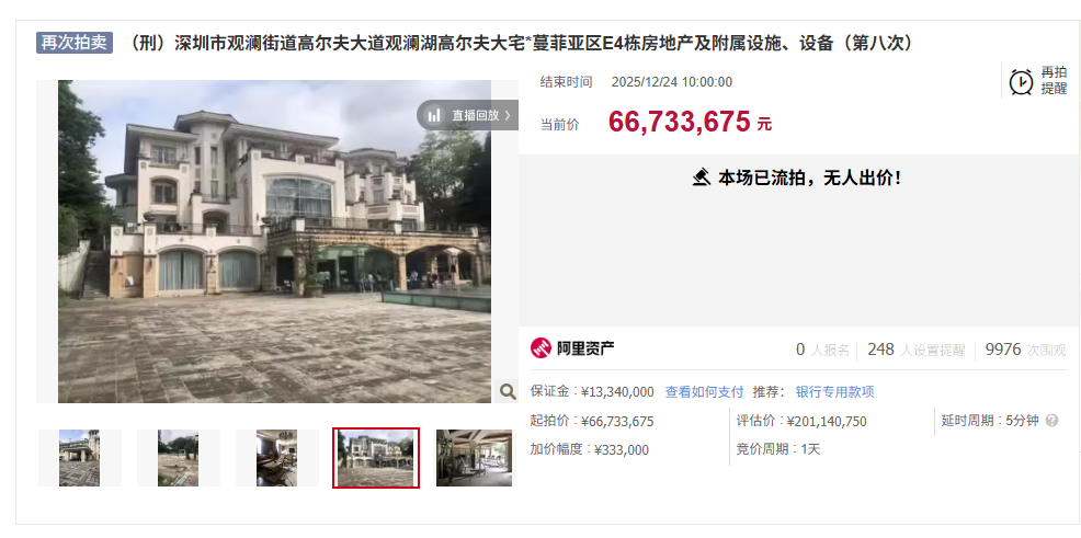 2亿元别墅降价66%卖没人要，已流拍8次，2只名表超5000万元成交！背后老板张伟涉黑被判无期，深圳原政法委书记李华楠是他保护伞  第1张